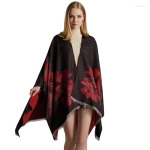 Sciarpe Scialle alla moda per mantello invernale spesso da donna Caldo spacco Shaw Capo classico Autunno Cardigan retrò Nappe Coperta morbida