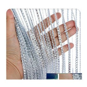 Cortina brilhante Taxel Sier Line String 100x200cm Glitter Fringe Living Divider Divider Casamento DIY Moda Valance Decora￧￣o Home Drop OTFKW