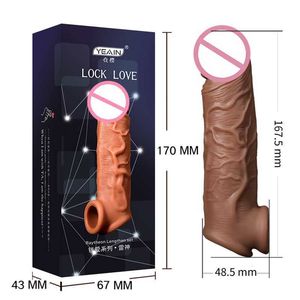 Sex Toys Massager Realistyczna penis rękaw dla mężczyzn powiększania Extender wielokrotnego użytku kutas opóźniony wytrysk 18