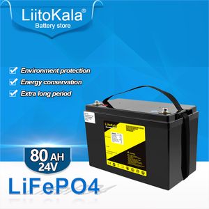 LiitoKala 24V 80Ah 70Ah lifepo4 batteripaket Power Batterier För 8S 29,2V RV Campers Golf Cart Off-Road Off-grid Solvind