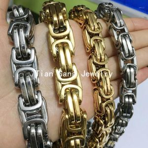 Chains 8-40" Silver Color Gold 316L Stainless Steel Necklace Byzantine Box Mens Boys Chain Necklaces Or Bracelet Heavy 12/15mm