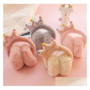 Ear Muffs Lovely Crown Princess Warm Plush Glittwe Earmuff Baby Cache Oreilles Child Earmuffs For Girls Warmers Winter H300 Drop Del Dhbym