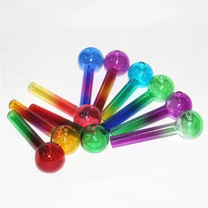 Premium Thick Pyrex Burner Pipe 10cm 4 inch Colorful Glass Tube Wax Oil Burner Smoking Hand Water Pipes