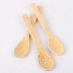 13cm Round Bamboo Wooden Spoon Soup Tea Coffee Honey spoon Spoon Stirrer Mixing Cooking Tools Catering Kitchen Utensil FY2693 bb0110
