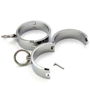 Beauty Items 304 Stainless Steel Lockable Wrist Cuff Handcuffs Restraints Fetish Slave BDSM Bondage Adult sexy Shop For Couples Products