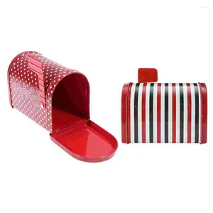 Christmas Decorations 2Pcs Creative Iron Candy Storage Cases Unique Mailbox Chocolate Packing