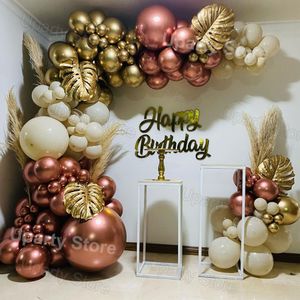 Inne dekoracyjne naklejki Rose Gold Balloony Arch en Turtle Liść piasek biały chroma girland na ślub baby shower urodzinowy wystrój 230110