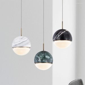 Lampy wiszące nowoczesne marmurowy pojedynczy żyrandol Designer sypialnia lampa nocna prosta lekka luksusowa restauracja
