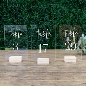 Party Decoration Wedding Table Numbers With Holders Clear Acrylic Calligraphy Signage Wood Number Decorations Party