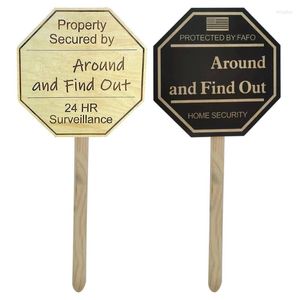 Garden Decorations Around And Find Out Yard Sign Wood Stake Plug Signs Ornament For Indoor Outdoor Lawn Decoration