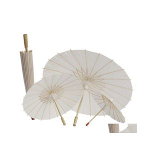 Paraplyer klassiska vita bambu papper paraply hantverk oljat papper diy kreativ tom m￥lning brud br￶llop parasol drop leverans h dhlzw