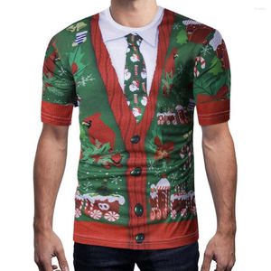 Мужские рубашки мода плюс размером женщины мужские рождественские короткие рукава смешные 3D-печатные футболки блуз