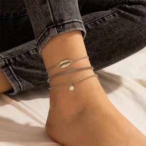 Anklets mode enkla conch pärlor hänge nisch designkänsla