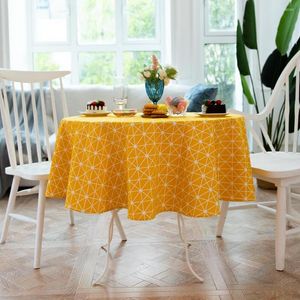 Table Cloth Tablecloth Yellow Rice Characters Plain Cotton Linen Geometric Stripes Rolled Edge Round Zhuo Coffee Home Kitchen Living