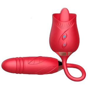 Dorosły Massager Najnowsze produkty róży płci róży Licking Up i w dół 2 w 1 WIBRator Extender z dildo