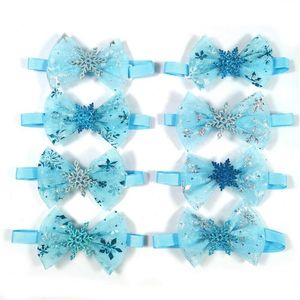 Dog Apparel 50/100pcs Pet Winter Bow Ties Snowflake Neckties Puppy Cat Blue Bowties Collar Grooming Products For Small DogsDog