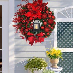Рождественские украшения 9 стилей Большой цветок -лук венок навидад вечеринка свадебная дверь окна стены камин