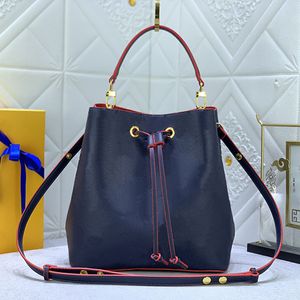 Plain Neonoe Bucket Bag Women Handbags Purse Crossbody Bags Empreinte Leather Drawstring Gold Hardware Removable Handle Strap Embossed Letter