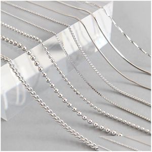 Silver autêntico 925 Sterling Sier Link Chain Colar Fit for Pingents Women Mens Acessórios de joalheria de joalheria Droga de presente DHFRQ