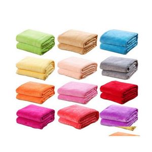 Blankets Small Super Warm Solid Micro Plush Fleece Blanket Throw Rug Sofa Bedding 50X70Cm Drop Delivery Home Garden Textiles Dh4Wt