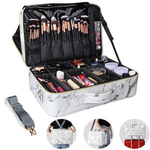 Cosmetic Bags Cases Professional partition to store makeup box multi-function portable marble bag and dresser's toolbox 230110