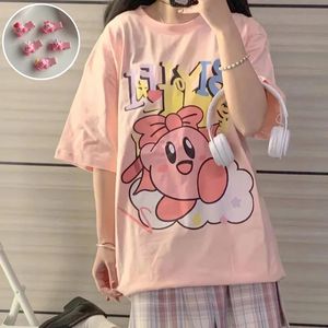 Kadın Tshirt Yaz Japon Karikatür Baskı Tshirt Kadın Harajuku Kawaii Kız Pembe Gevşek Pamuk Kısa Tişört En İyi Kız Öğrenci Giysileri 230110