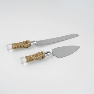 مجموعات أدوات المسطحات OH Trend Design Cake Cken Sknife Golden Serving Catlery Clastal Ball Decored Handle Wroom و Sade Table