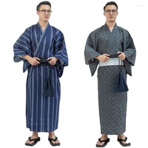 Ubranie etniczne Azjatyckie tradycyjne japońskie kostiumy mężczyźni Kimono jinbei sauna sauna sauna cienka bawełna Yukata Long Bath Robe suknia