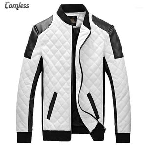 Jackets masculinos Preço por atacado 2023 Jaqueta de design Winterautumn PU Couro Blackwhite Fashion Slim Plaid para Man Drop1