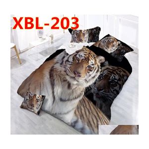 Bedding Sets 3D Leopard Printed Tiger Flowers Queen Size 4Pcs Bedclothes Pillowcases Bed Sheet Duvet Er Set Drop Delivery Home Garde Dh1Ny