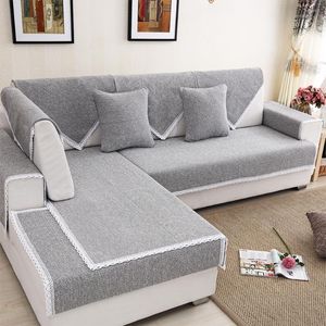 Stuhlhussen Moderne einfache Leinen-Baumwoll-Sofabezug Mode fester Stoff rutschfeste Kissen Handtuch Leichentuch Rückenlehnenkissen