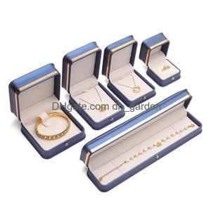 Smyckeslådor Box Pu Leather Necklace Ring Storage Organizer Armband Pendant Case Travel Holder For Proposal Wedding Annive Dhgarden DH4U2