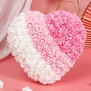 Decorative Flowers 40cm Red Rose Loving Heart Valentines Day Gifts Artificial Flower Wedding Decoration Soap Foam DIY