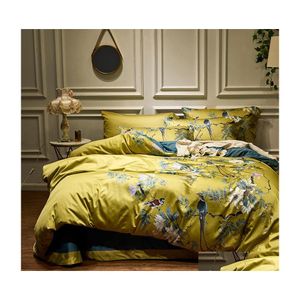 Bedding Sets Silky Egyptian Cotton Yellow Green Duvet ER CAMCH CAPAￇￃO Conjunto King Size Rainha Drop Drop Home Garden Textiles Supp Dh1cy