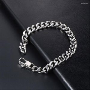 Braccialetti di collegamento Kotik da 8 mm da uomo in acciaio inossidabile Catena cubana Bracciale in argento in argento in oro nero per uomo Coppia Gioielli