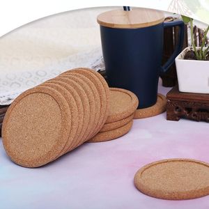 Table Mats 2PCS Wooden Heat Insulation Non-Slip Placemat Tea Coasters Cup Holder Mat Pads For Coffee Drinks Round Cork Decor