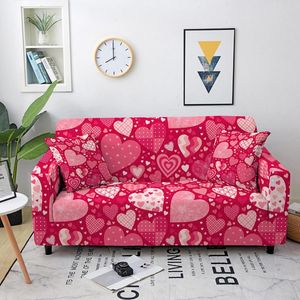 Stollekläder Dream Heart-Shaped Printed Sofa Cover för vardagsrum ELASTISK STRECK FONCHAIR CORNE HOME DECORATION