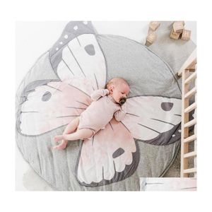 Carpets Ins Baby Play Mats Kid Cling Carpet Floor Rug Bedding Butterfly Blanket Cotton Game Pad Children Room Decor 3D Rugs Drop Del Dhiam