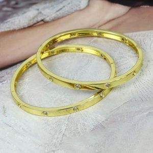 Pulseira 5 pcs Design Smooth Metal Slim Bracelet Gold Color Women 51424