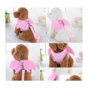 Hundhalsar Leashes Angel Wing Princess Pet Harness Valp Pearl Accessories Justerbar storlek SL för små hundar Drop Leverans Hem G DHVCO