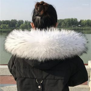 Sciarpe Genuine Real Raccoon Fur Collar Women Natural Scraves Winter Warm Hooder Sciarpa Scialle di grandi dimensioni Donna1