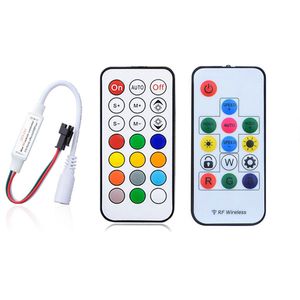 WS2811/WS2812B RGB Pixel LED Controller 14key 21key Remote Wireless RF Digital Color Strip Light Controller DC5V-24V