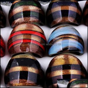 Band Rings Summer Style Murano Glass Crystal Ring Eternity For Men Women Party Valentine Gift Jewelry Wholesale Bk 24Pcs Drop Deliver Dhv9T