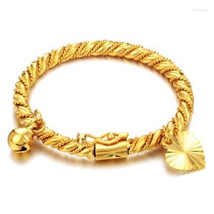 Bracciale rigido per neonati, bracciale a maglie intrecciate apribili, riempito in oro giallo, per bambini, piccolo polso, gioielli per bambini, diametro 40 mm