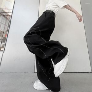 Men's Pants Autumn For Men Trousers With Wide Legs Casual Line Collection High Class Straight Pendant Wave Pattern Foreign Fashion