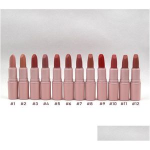 Lipstick Pink Matte Shades Longlasting Easy To Wear Natural 12 Colors Makeup Wholesall Lip Stick Drop Delivery Health Beauty Lips Dhyxe