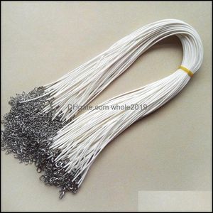 Cord Wire Wholesale 1.5Mm White Wax Leather Necklace Rope 45Cm Chain Lobster Clasp Diy Jewelry Accessories 100Pcs/Lot Drop Deliver Dhdsm