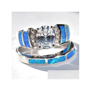 Band Rings Fashion Jewelry Zirconinlaid Diamond Ring Ladies Lavish Wedding Set Drop Delivery Dh7Cs