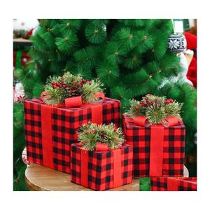 Geschenkverpackung 3pcs/Set Weihnachtsdekoration Box Baum Ornament Eisen Kunst Home Outdoor für Party Dekor Jahr Navidad Xams Drop Lieferung Gard DH0YH