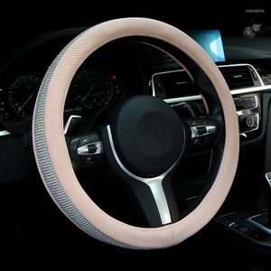 Steering Wheel Covers Diamond Cotton And Linen Cover With Bling Crystal Rhinestones Fit 15 Inch Protector Car For Women